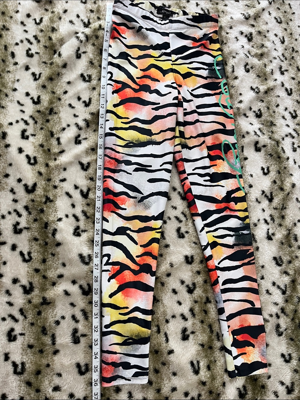 Ed Hardy-Dolls Kill Neon Zebra Stripe Leggings - Black & Multicolor - Picture 6 of 9